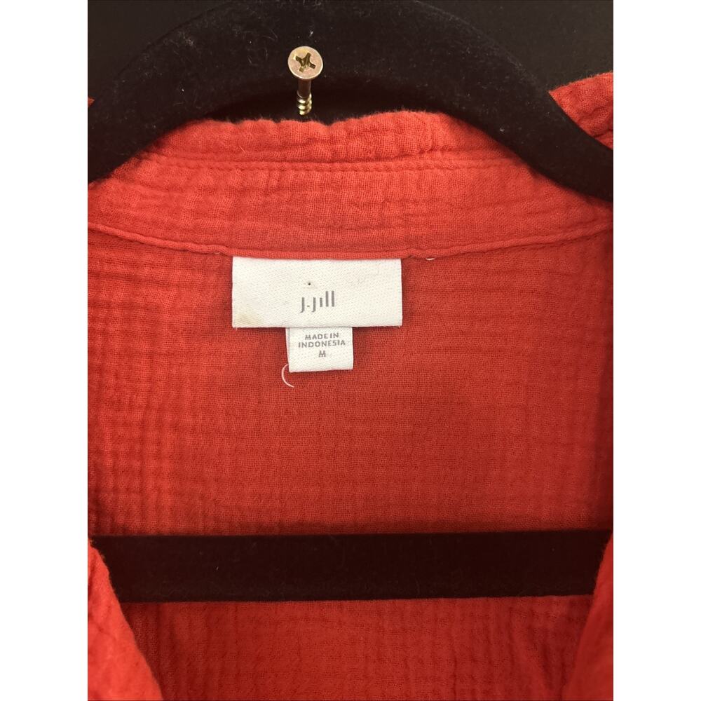 J. Jill Women's Solid Orange Cotton Dress Size M Oversized Pockets 3/4 Sleeve - Picture 2 of 8